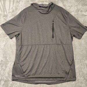 Russell Mens Sweatshirt Hoodie Short Sleeve Athletic Pockets Gray Size 2XL